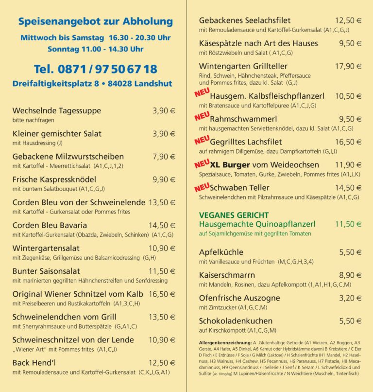 Wintergarten Landshut – Das Wirtshaus / Frisch / Bayrisch / Modern ...